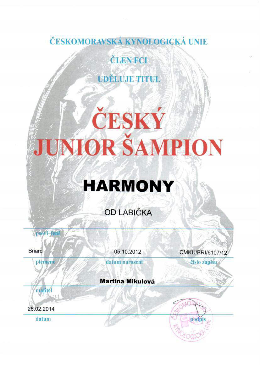 Harmony cesky junior sampion